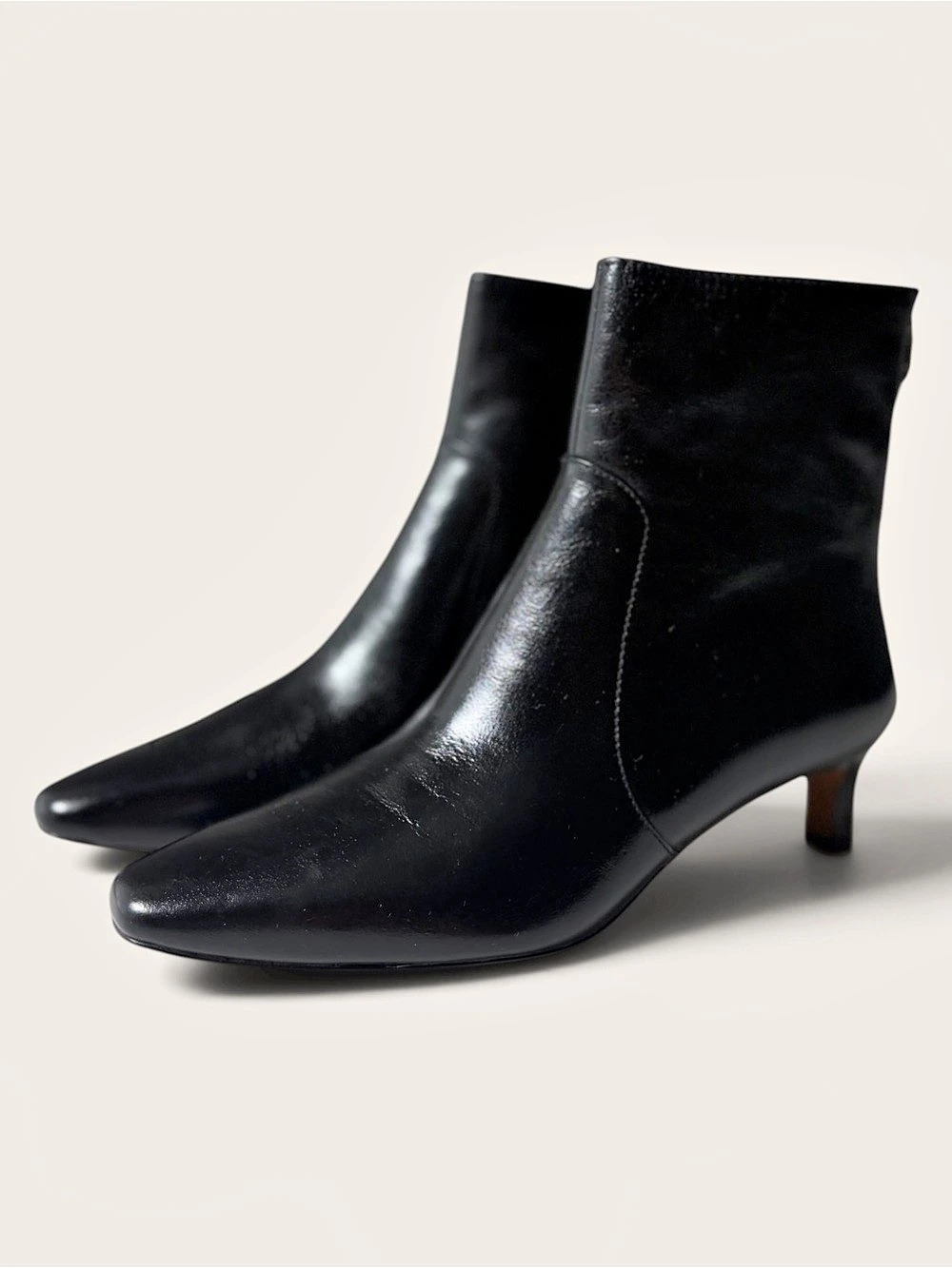 Madewell The Dimes Kitten-Heel Black Leather Ankle Boots US 5 New